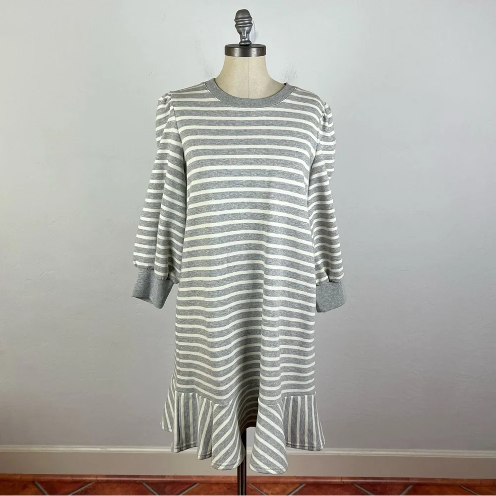 kate spade Gray and White Striped Midi Dress